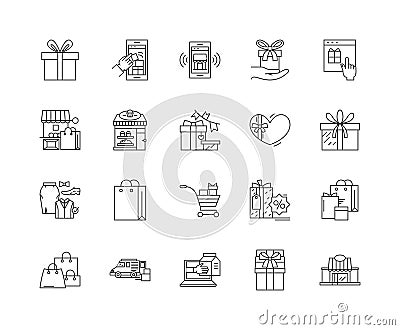 Exclusive line icons, signs, vector set, outline illustration concept Vector Illustration