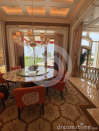 Exclusive Macau Wynn Palace Garden Villa Roger Thomas Interior Design Luxury Lifestyle Prestige Private Residence Dining Room Editorial Stock Photo