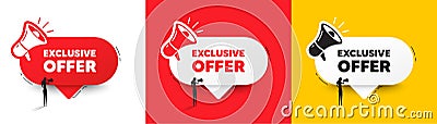 Exclusive offer tag. Sale price sign. Speech bubble with megaphone. Vector Vector Illustration