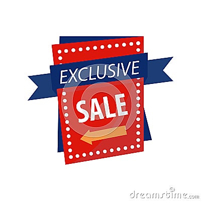 Exclusive sale sign on bright rectangular promotional banner Vector Illustration