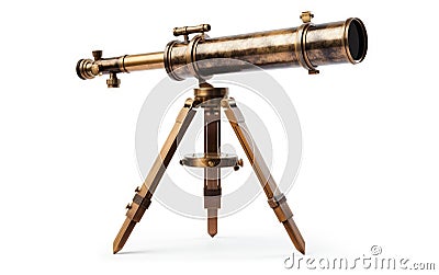 Exclusive Snapshot Antique Telescope Design on White Background Stock Photo