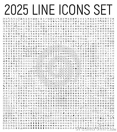 Exclusive 2025 thin line icons set. Vector Illustration