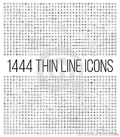 Exclusive 1444 thin line icons set. Stock Photo