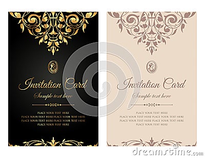 Exclusive invitation card template design in vintage style Vector Illustration