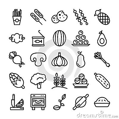 Fruits, Vegetables and Snacks Pack Vector Illustration