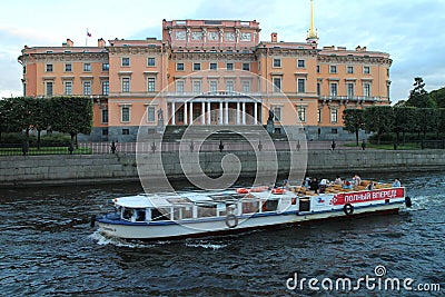 Excursion boat on canal in saint Petersburg Editorial Stock Photo