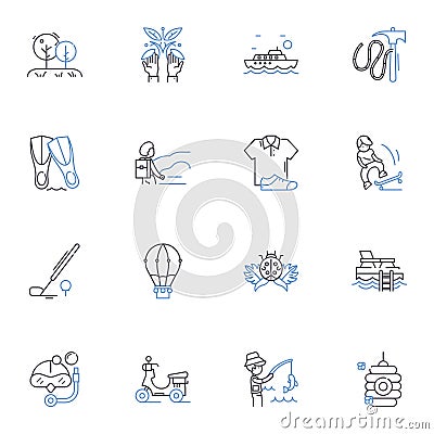 Excursion line icons collection. Adventure, Exploration, Journey, Safari, Trek, Expedition, Discovery vector and linear Vector Illustration