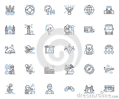 Excursion line icons collection. Adventure, Tour, Expedition, Journey, Discovery, Escape, Wanderlust vector and linear Vector Illustration