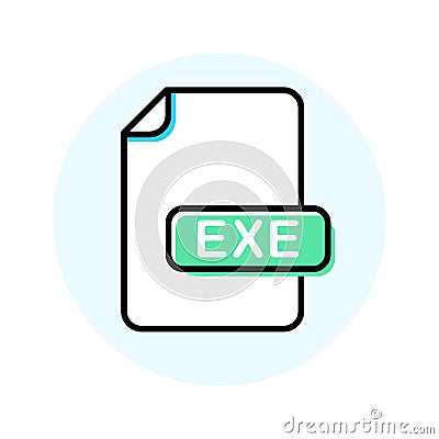 EXE file format, extension color line icon Vector Illustration