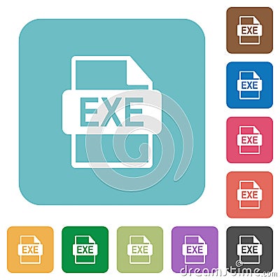 EXE file format square flat icons Stock Photo