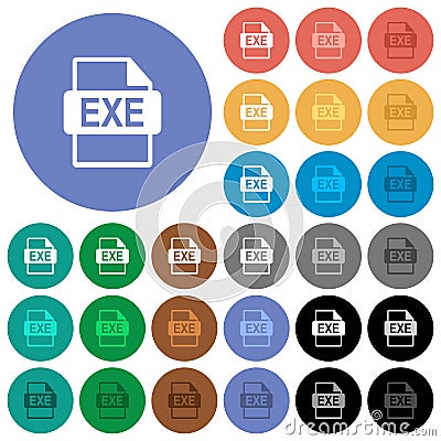 EXE file format round flat multi colored icons Stock Photo