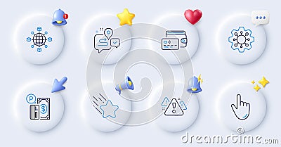 Execute, Journey and Wallet line icons. For web app, printing. Vector Vector Illustration