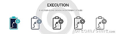 Execution icon in filled, thin line, outline and stroke style. Vector illustration of two colored and black execution vector icons Vector Illustration