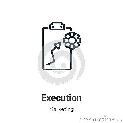 Execution outline vector icon. Thin line black execution icon, flat vector simple element illustration from editable marketing Vector Illustration