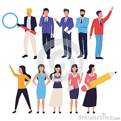 Executive business workers characters avatars collection Vector Illustration