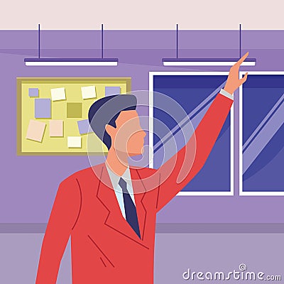 Executive businessman with arm up Vector Illustration