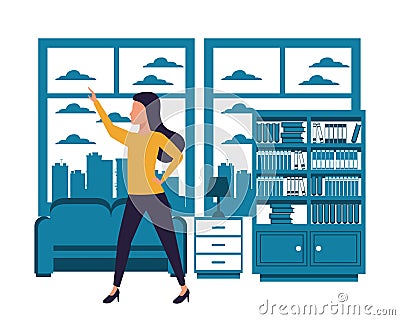 Executive businesswoman with arm up Vector Illustration