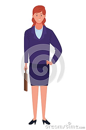 Executive businesswoman with briefcase cartoon Vector Illustration