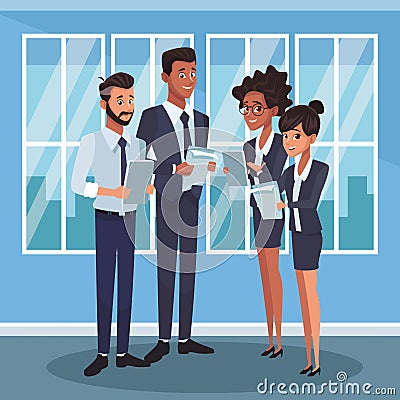 Business coworkers at office Vector Illustration