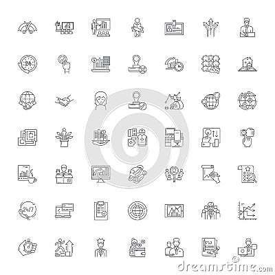 Executive director linear icons, signs, symbols vector line illustration set Vector Illustration