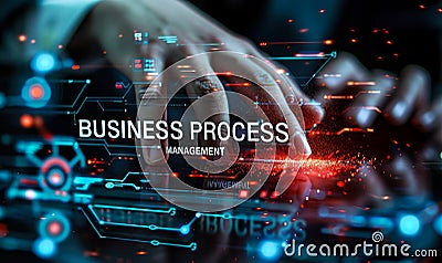 Executive Enhancing Operational Efficiency with Business Process Management BPM via a Digital Interactive Workflow Platform Stock Photo