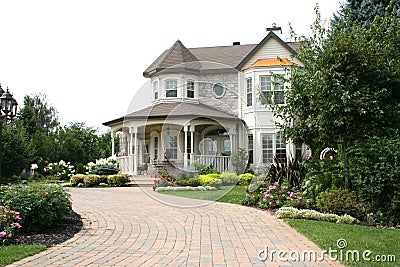 Executive House with unistone driveway Stock Photo