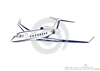 Executive long range business jet. Vector Illustration