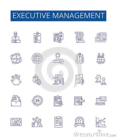Executive management line icons signs set. Design collection of Leadership, Directors, Decisionmaking, Executives Vector Illustration