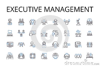 Executive management line icons collection. Administrative leadership, Business governance, Corporate hierarchy Vector Illustration