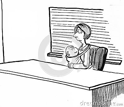 Executive and Mother Cartoon Illustration