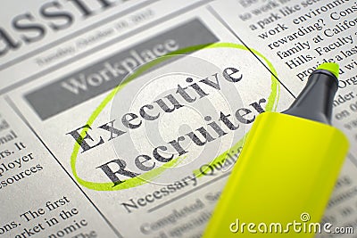 Executive Recruiter Wanted. 3D. Stock Photo