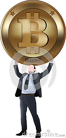 Executive successfully raises bitcoin symbol Vector Illustration