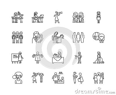 Executive women line icons, signs, vector set, outline illustration concept Vector Illustration