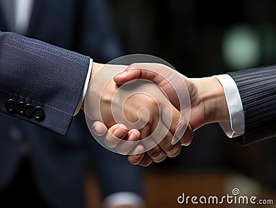 Executives seal deal with handshake Stock Photo