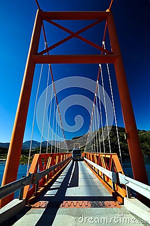 Exequiel Gonzales Bridge - Carretera Austral Editorial Stock Photo