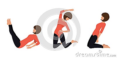 Exercise for belly, waist and hips Vector Illustration