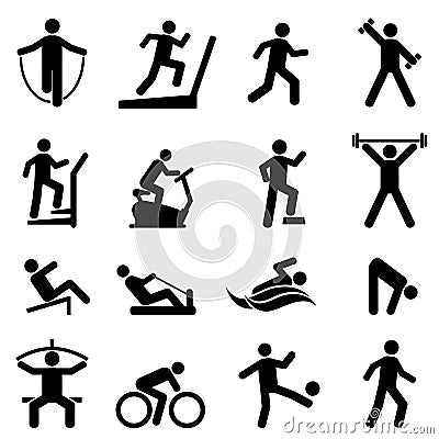 Exercise, fitness, gym icon set Vector Illustration