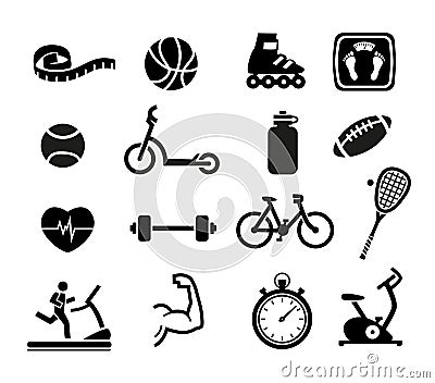 Exercise and Fitness Icons Vector Illustration