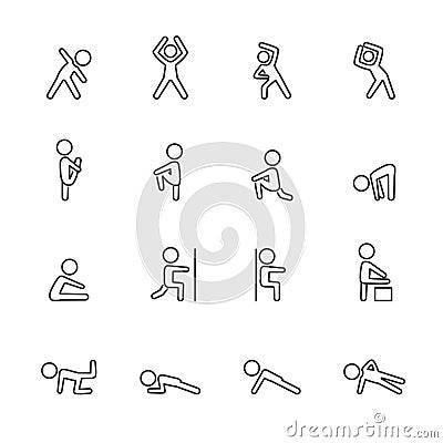 Exercise fitness line icon set, vector eps10 Vector Illustration