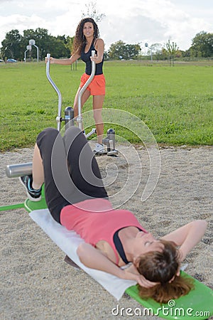 Exercise with a friend Stock Photo