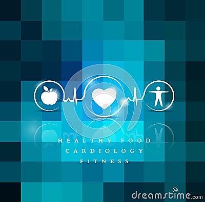 Exercise, healthy diet and Cardiovascular Health Vector Illustration