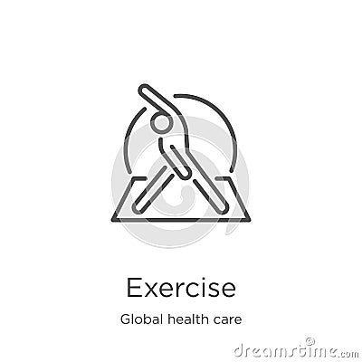 exercise icon vector from global health care collection. Thin line exercise outline icon vector illustration. Outline, thin line Vector Illustration