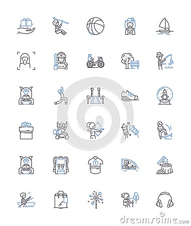 Exercise line icons collection. Endurance, Cardio, Strength, Flexibility, Agility, Resistance, Posture vector and linear Vector Illustration