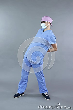 Exercise for medic, nurse, dentist in standing position. Stock Photo