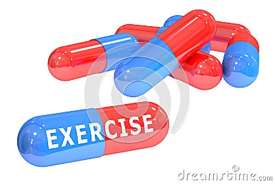 Exercise pills concept, 3D rendering Stock Photo