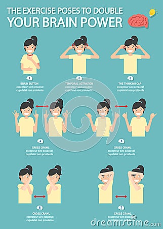 The exercise poses to double your brain power infographic Vector Illustration