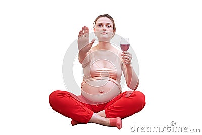 Exercise during pregnancy and a ban on alcohol consumption. A woma Stock Photo