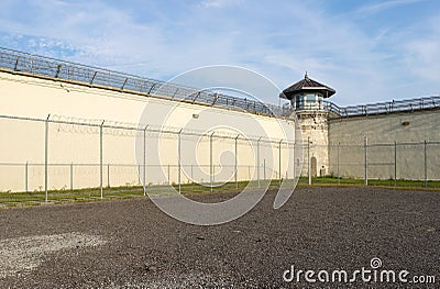 The exercise yard of a decommissioned prison Stock Photo