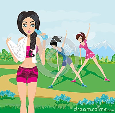 Exercises in the park Vector Illustration