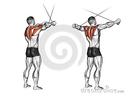 Exercising. Cross hands ago from the upper blocks Stock Photo